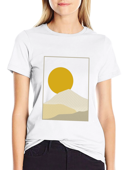 Minimalist Sun & Mountain Graphic T-Shirt