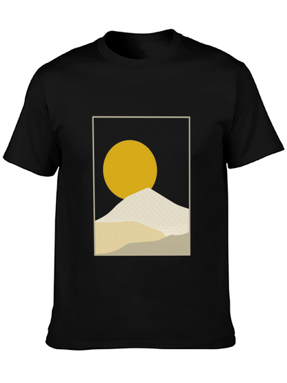 Minimalist Sun & Mountain Graphic T-Shirt