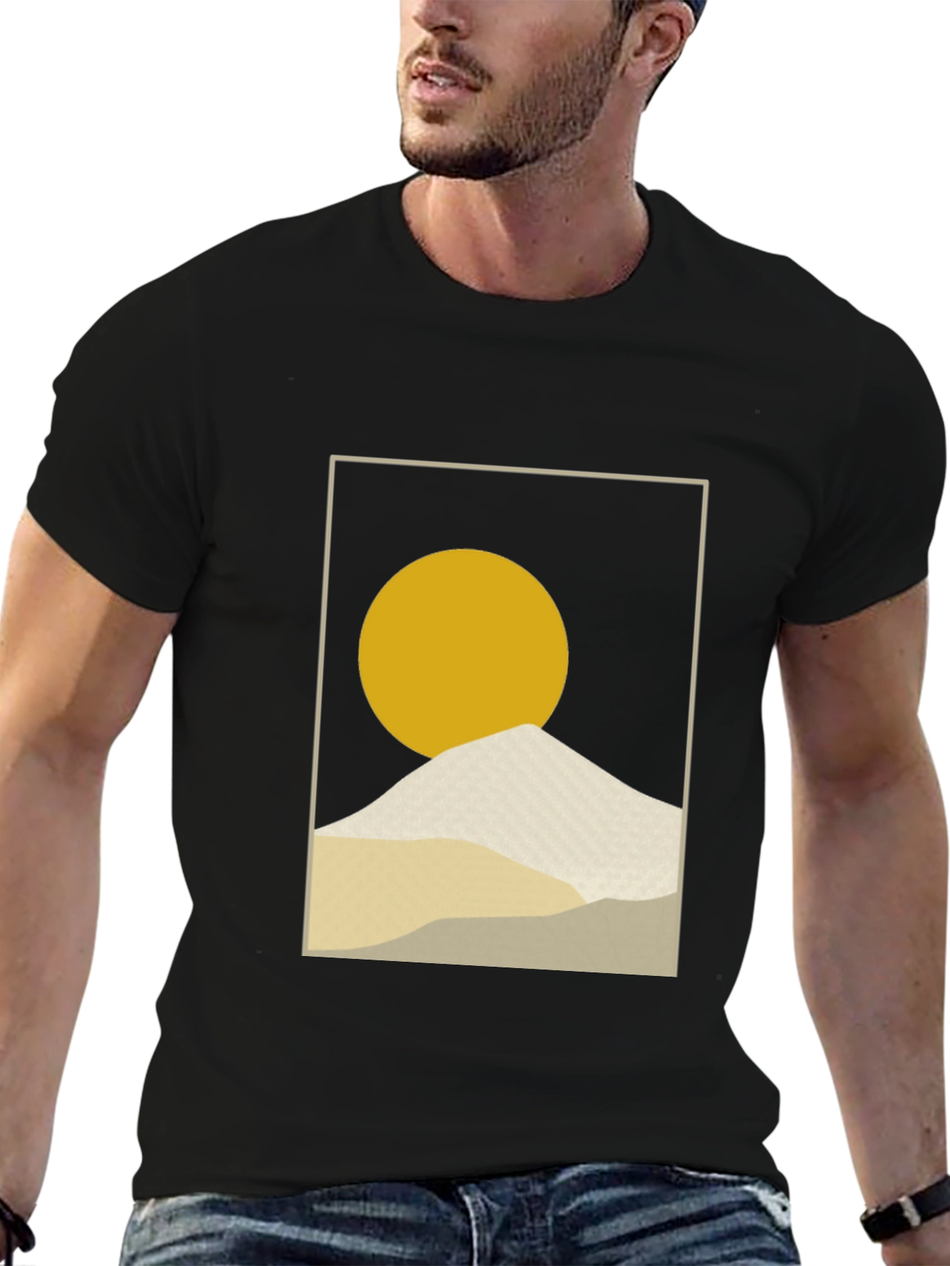 Minimalist Sun & Mountain Graphic T-Shirt