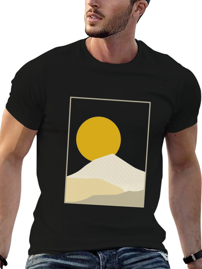 Minimalist Sun & Mountain Graphic T-Shirt
