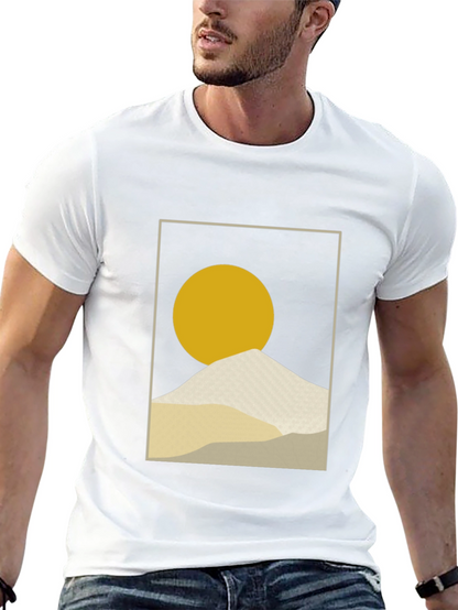Minimalist Sun & Mountain Graphic T-Shirt