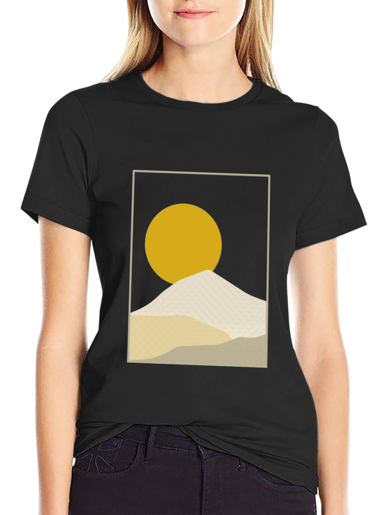 Minimalist Sun & Mountain Graphic T-Shirt