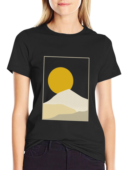 Minimalist Sun & Mountain Graphic T-Shirt