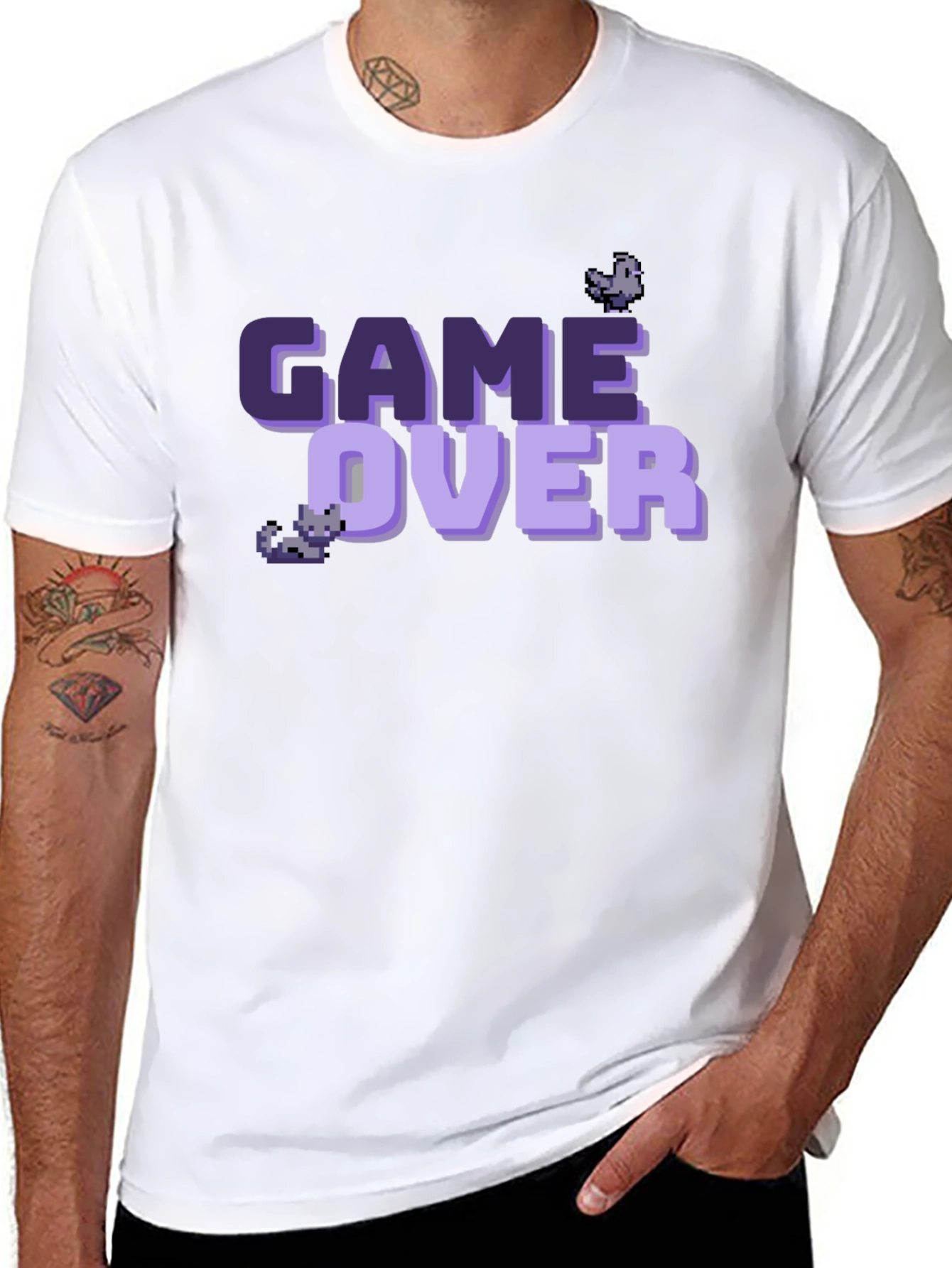 Game Over Pixel Art T-Shirt - Black
