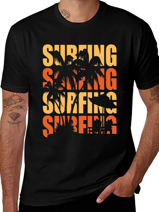 Surfing Palm Tree Graphic Tee
