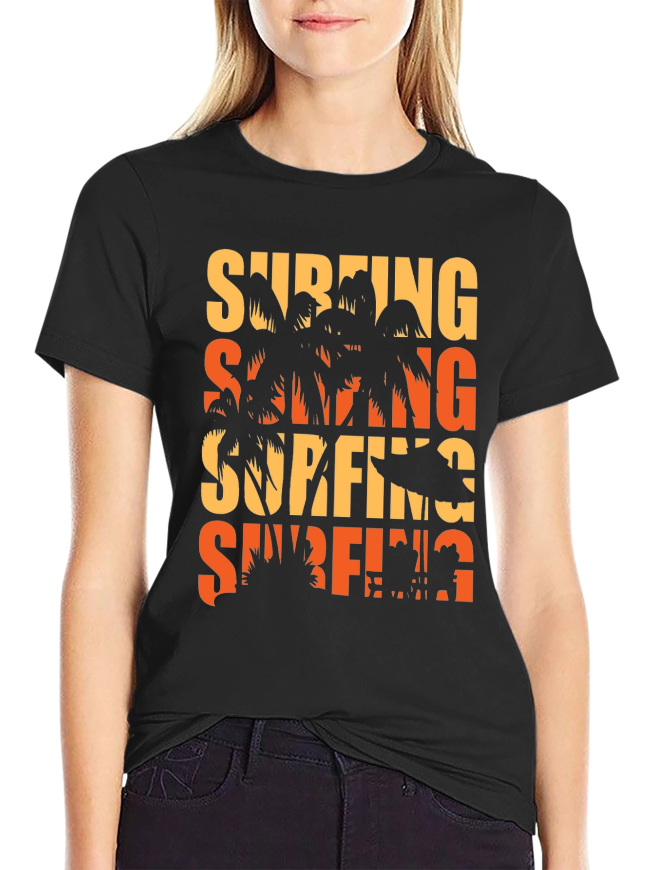 Surfing Palm Tree Graphic Tee