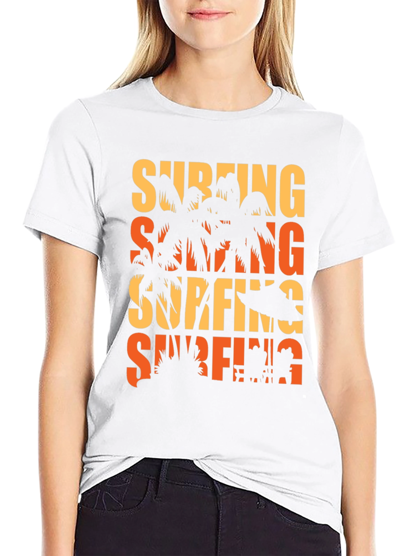 Surfing Palm Tree Graphic Tee