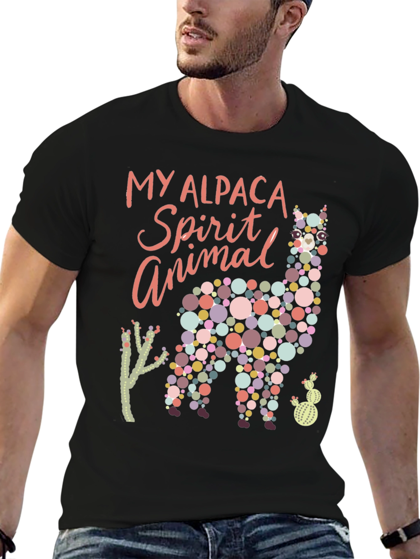 Alpaca Spirit Animal Graphic Tee - Black