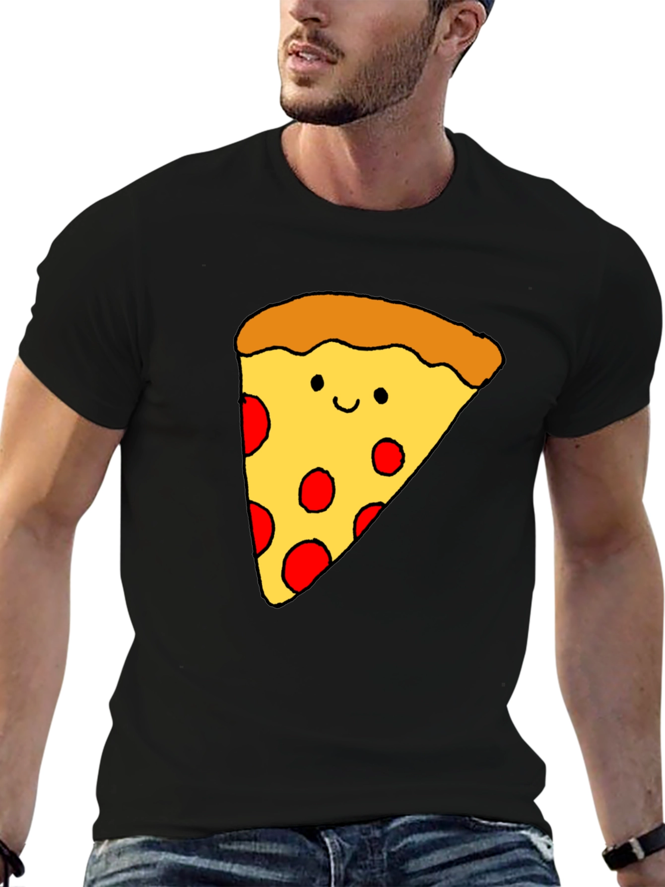 Fun Pizza Graphic T-Shirt - Black