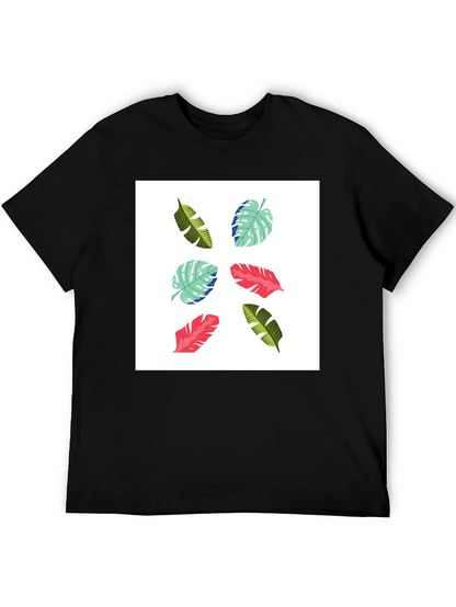 Tropical Leaf Print T-Shirt - Modern Style