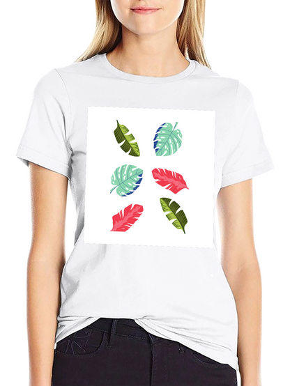 Tropical Leaf Print T-Shirt - Modern Style