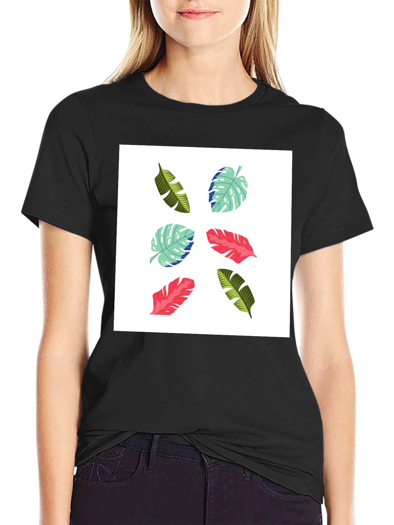 Tropical Leaf Print T-Shirt - Modern Style