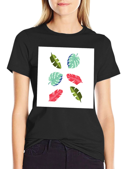 Tropical Leaf Print T-Shirt - Modern Style