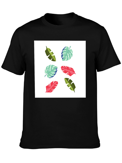 Tropical Leaf Print T-Shirt - Modern Style