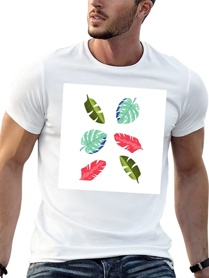 Tropical Leaf Print T-Shirt - Modern Style