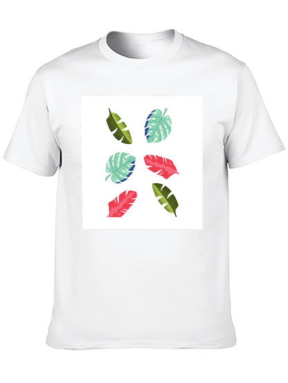 Tropical Leaf Print T-Shirt - Modern Style