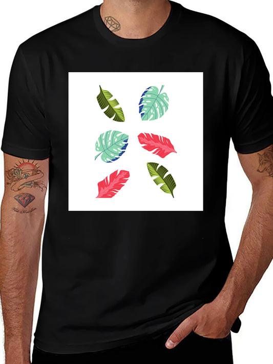 Tropical Leaf Print T-Shirt - Modern Style