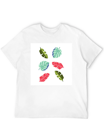 Tropical Leaf Print T-Shirt - Modern Style