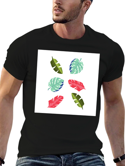 Tropical Leaf Print T-Shirt - Modern Style