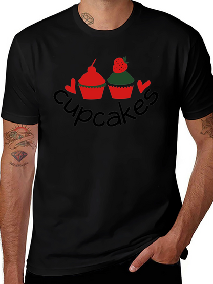 Cupcakes Graphic Tee - Black Crew Neck T-Shirt