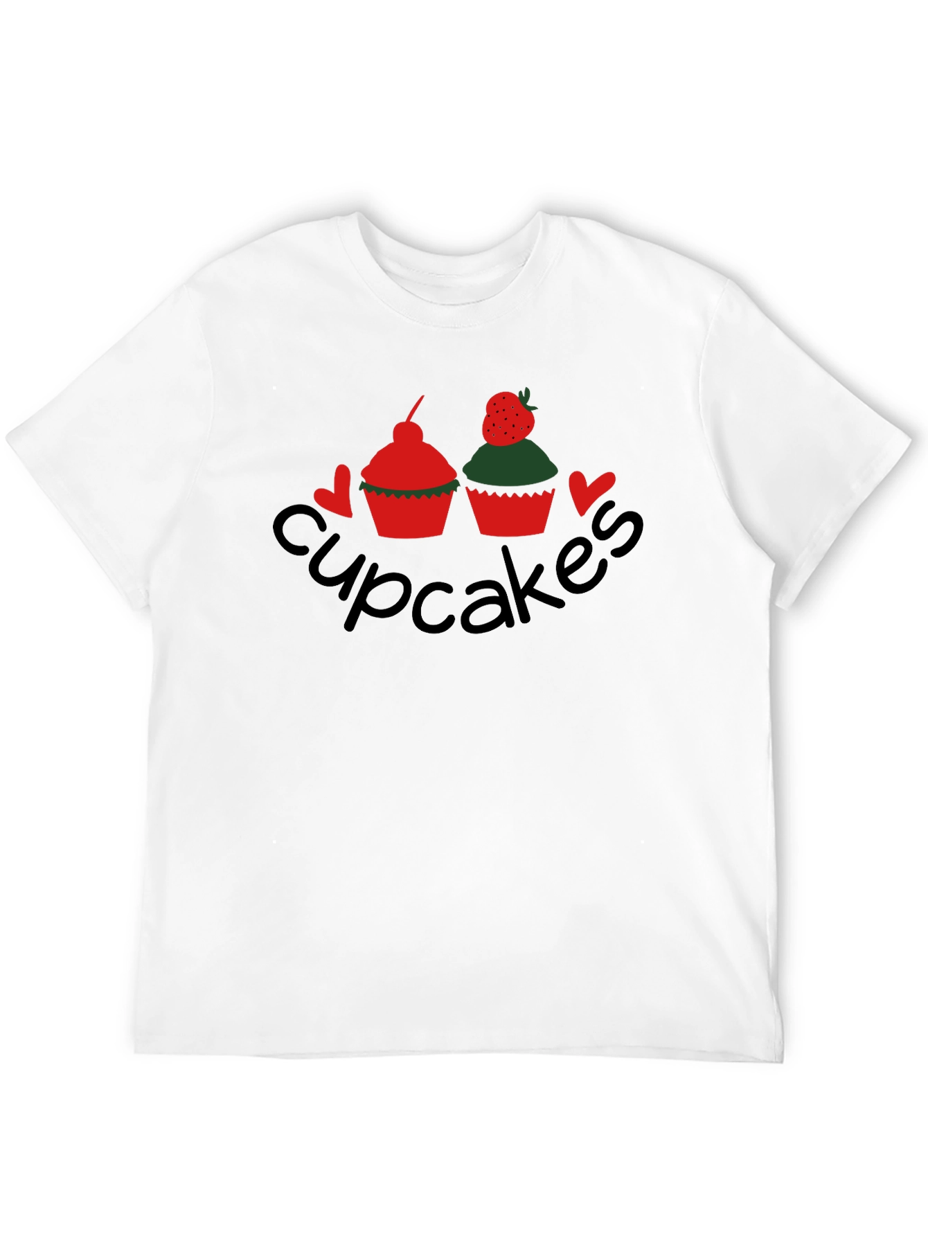 Cupcakes Graphic Tee - Black Crew Neck T-Shirt