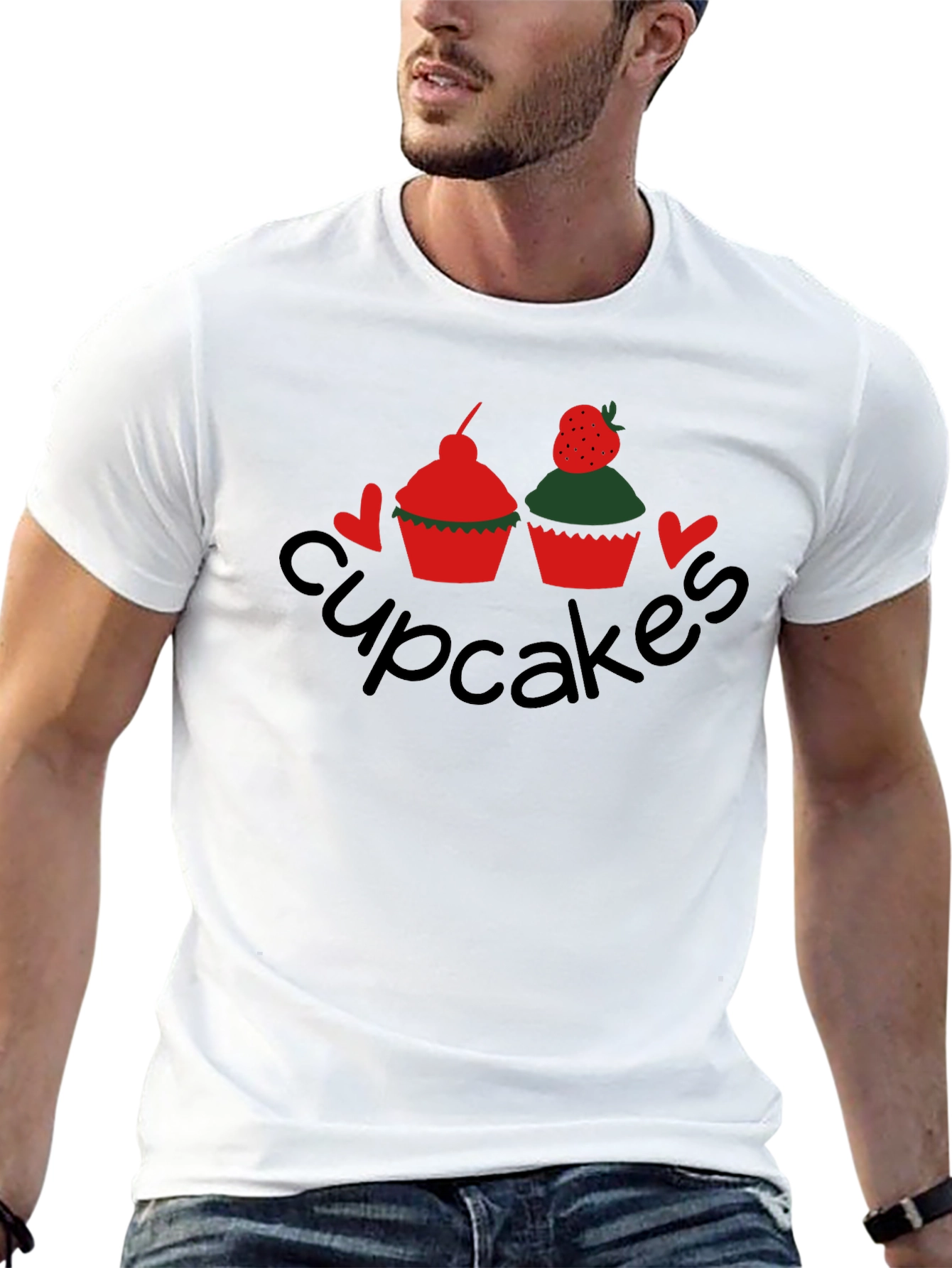 Cupcakes Graphic Tee - Black Crew Neck T-Shirt