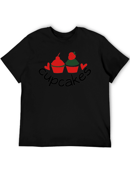 Cupcakes Graphic Tee - Black Crew Neck T-Shirt