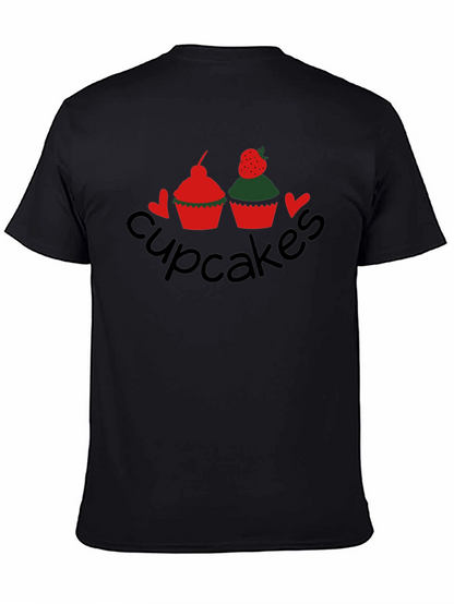 Cupcakes Graphic Tee - Black Crew Neck T-Shirt