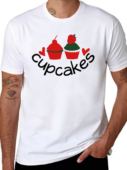 Cupcakes Graphic Tee - Black Crew Neck T-Shirt