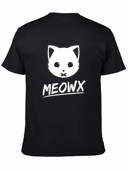 MEOWX Cat Graphic Tee - Soft Black Cotton Blend