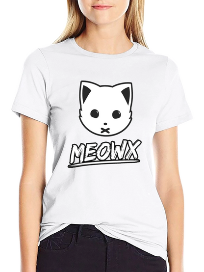 MEOWX Cat Graphic Tee - Soft Black Cotton Blend