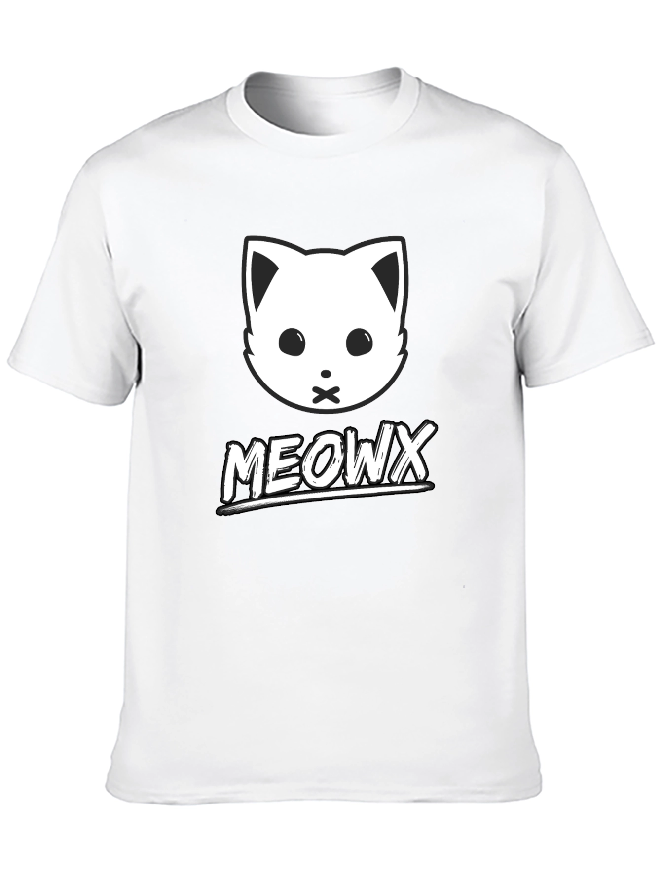 MEOWX Cat Graphic Tee - Soft Black Cotton Blend