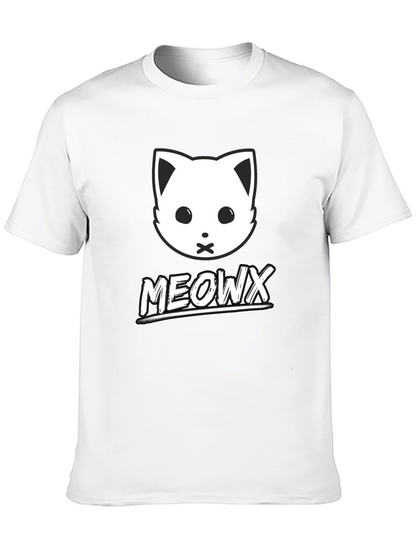 MEOWX Cat Graphic Tee - Soft Black Cotton Blend