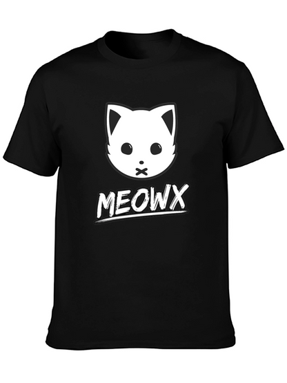 MEOWX Cat Graphic Tee - Soft Black Cotton Blend