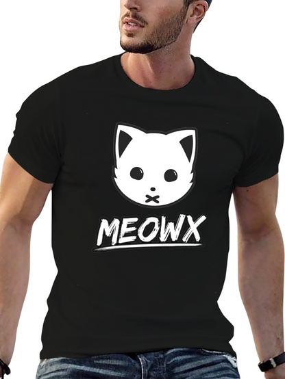 MEOWX Cat Graphic Tee - Soft Black Cotton Blend