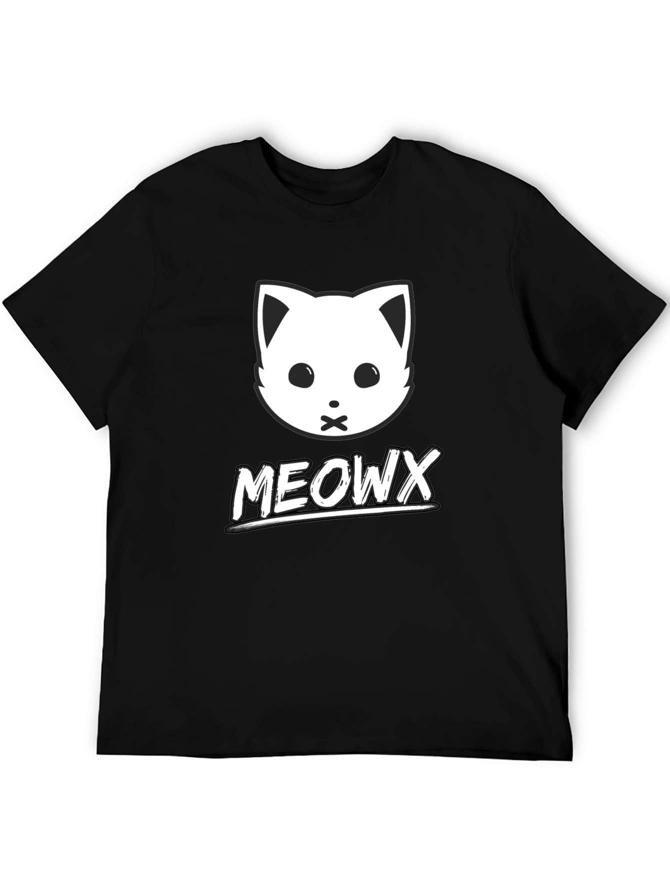 MEOWX Cat Graphic Tee - Soft Black Cotton Blend