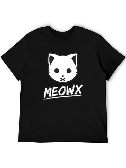 MEOWX Cat Graphic Tee - Soft Black Cotton Blend