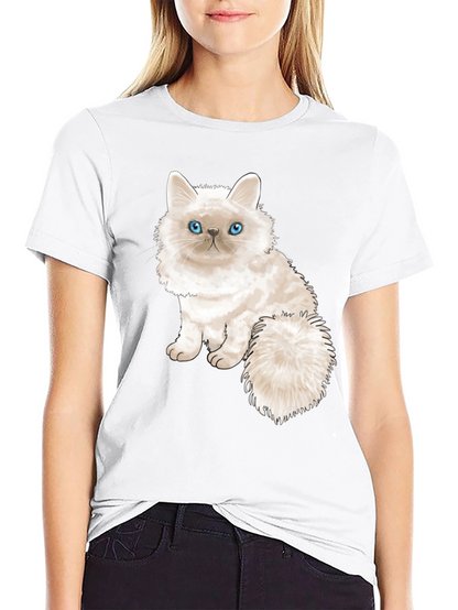 Cute Cat Graphic Tee - Black