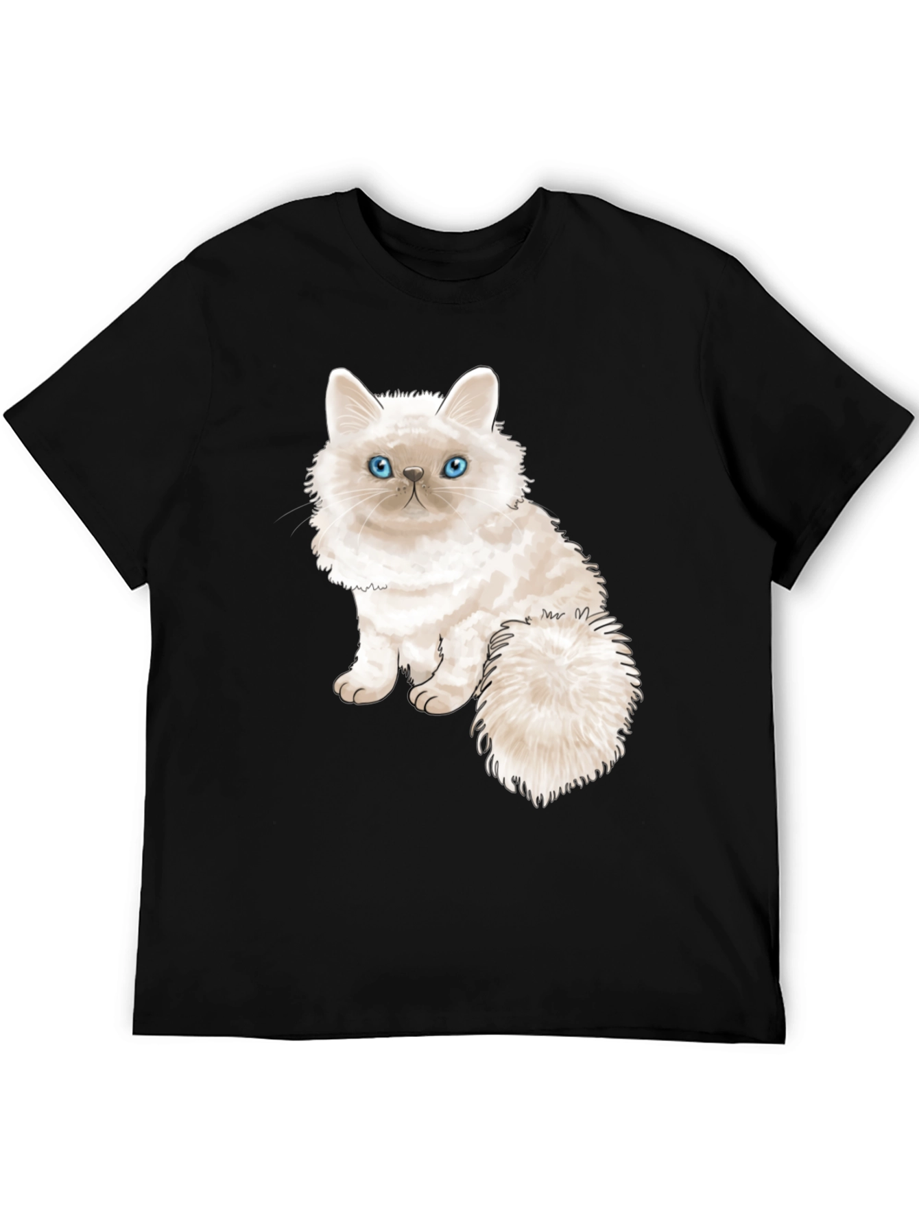 Cute Cat Graphic Tee - Black