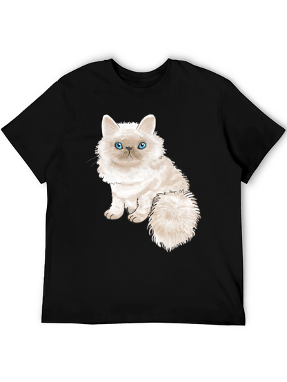 Cute Cat Graphic Tee - Black