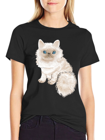 Cute Cat Graphic Tee - Black