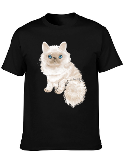 Cute Cat Graphic Tee - Black