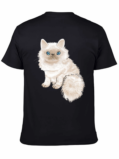 Cute Cat Graphic Tee - Black