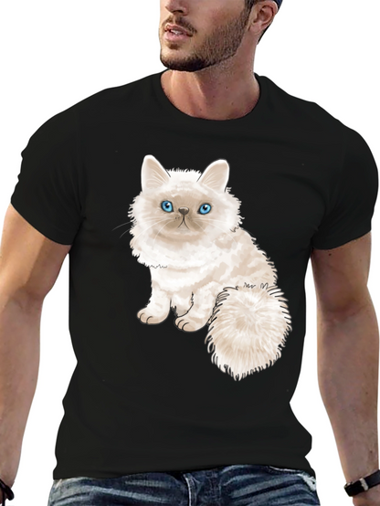 Cute Cat Graphic Tee - Black