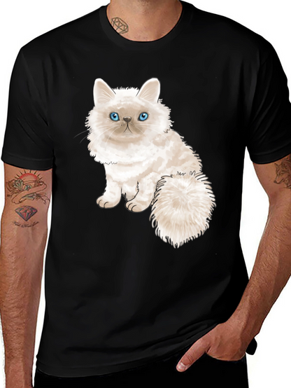 Cute Cat Graphic Tee - Black