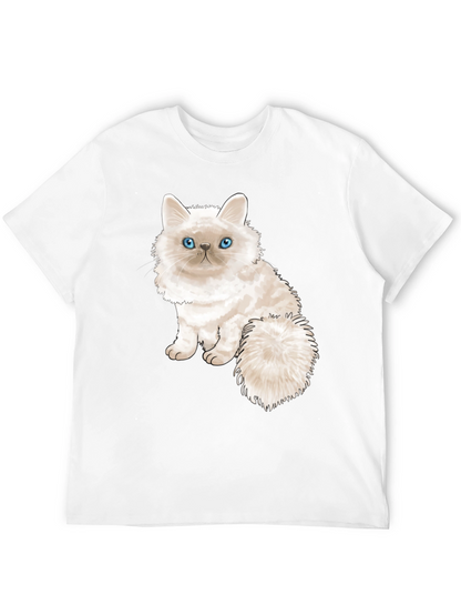 Cute Cat Graphic Tee - Black