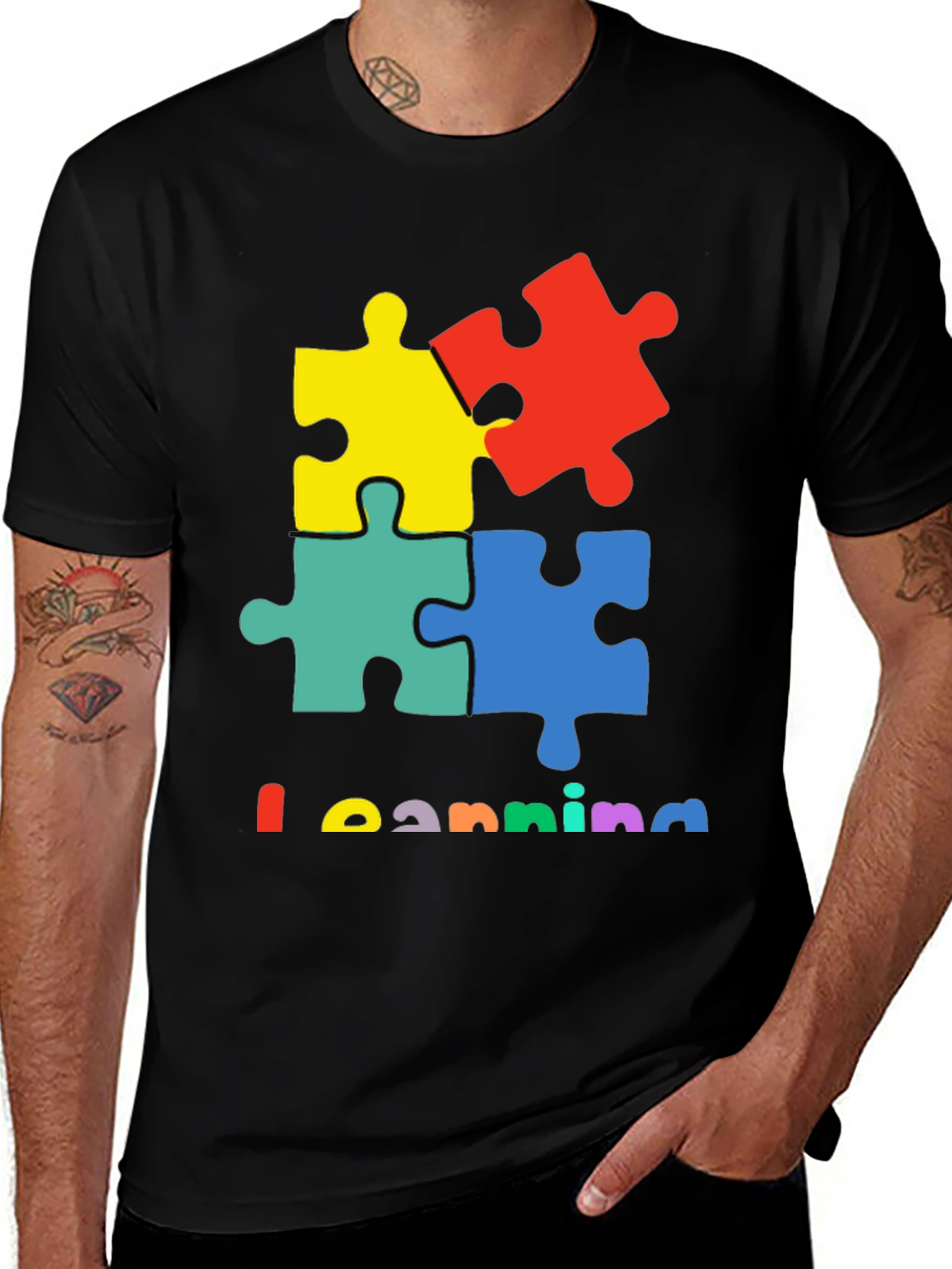 Learning Autism Awareness Puzzle Piece T-Shirt