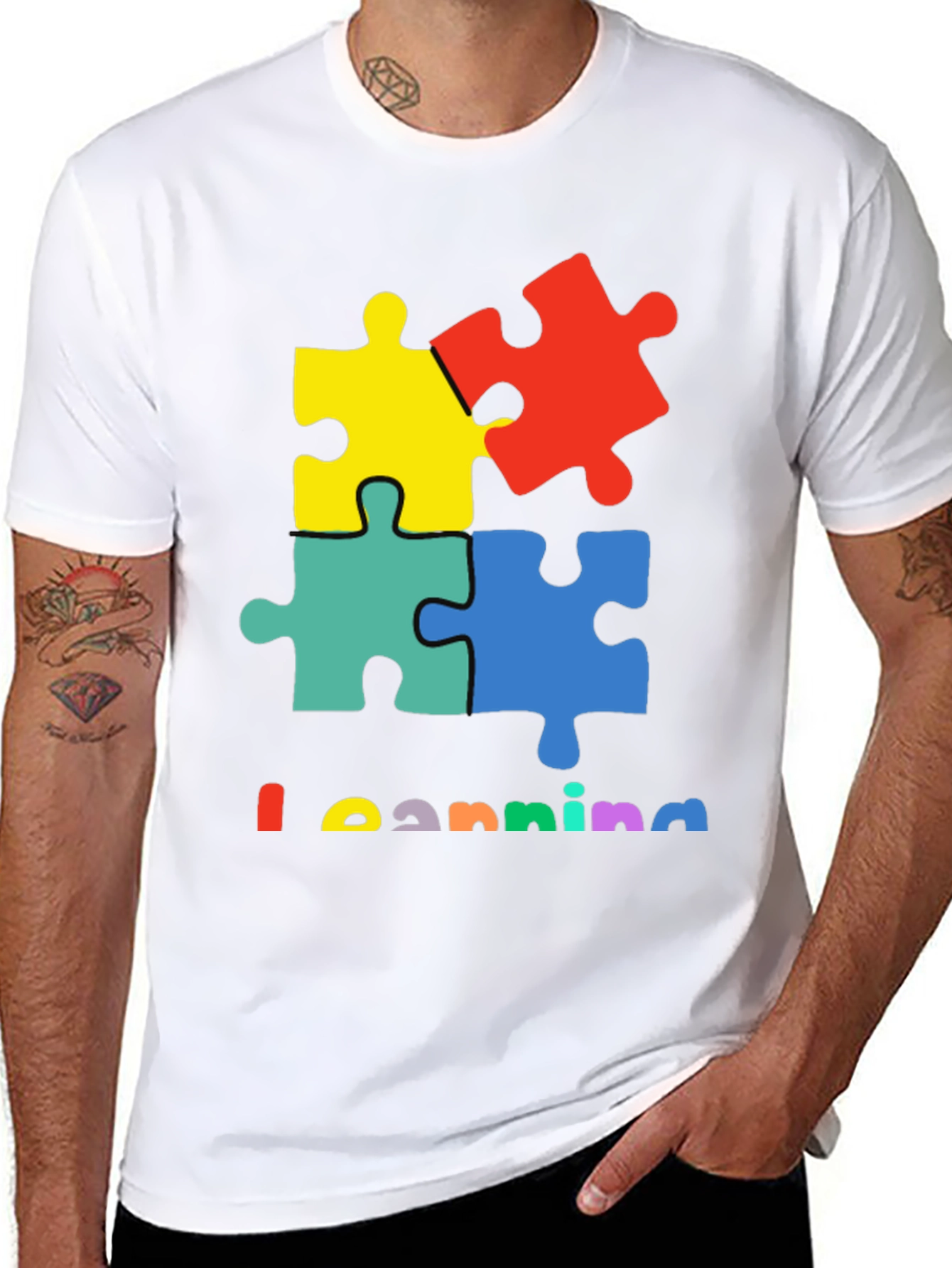 Learning Autism Awareness Puzzle Piece T-Shirt