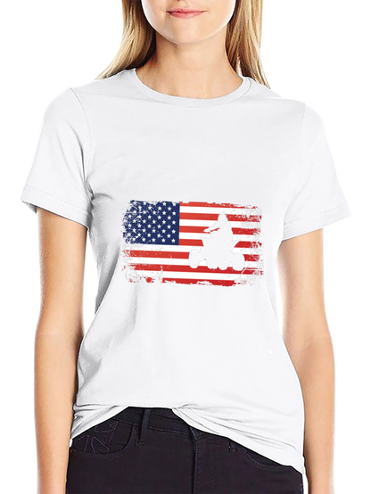 American Flag ATV Rider Graphic Tee - Patriotic Shirt