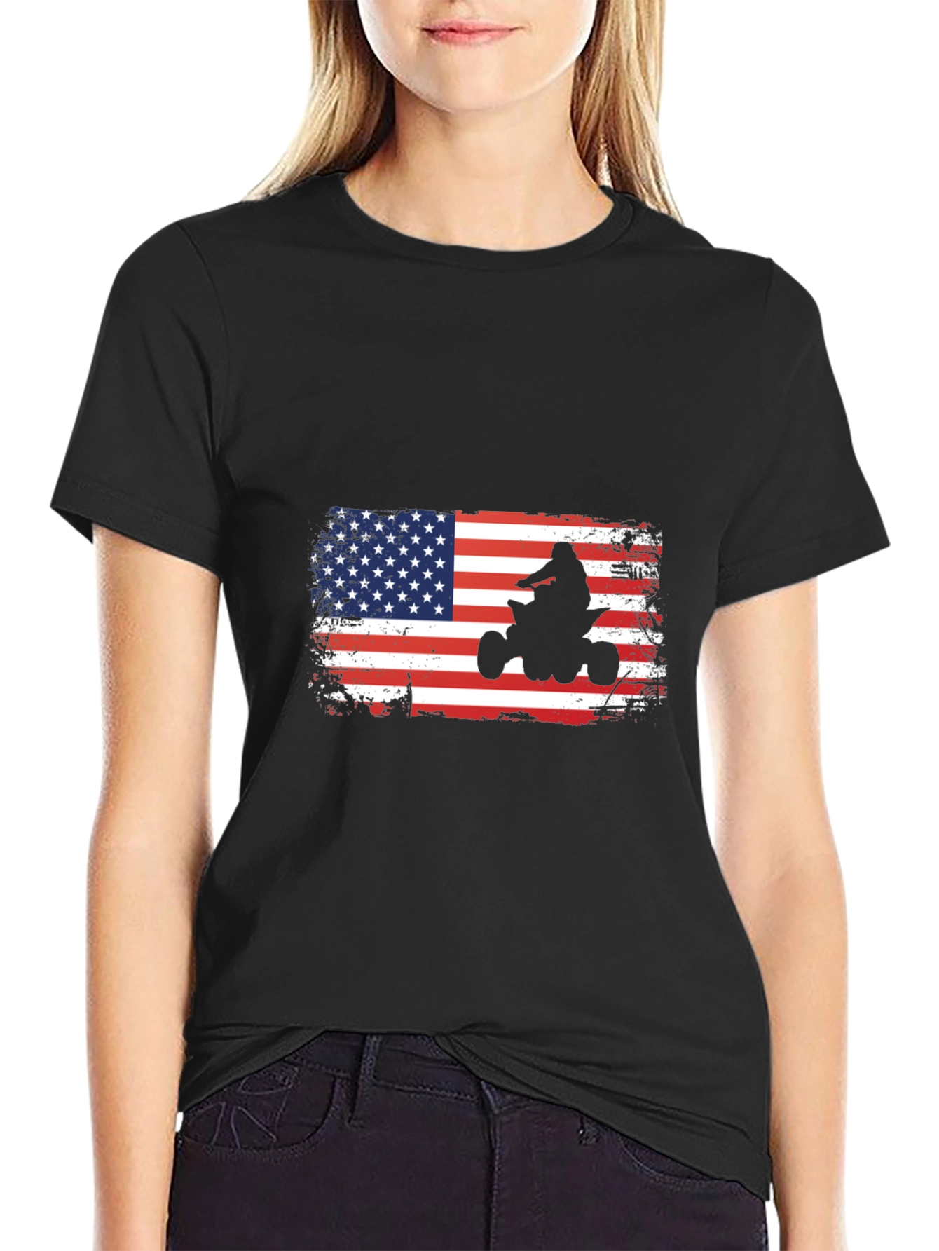 American Flag ATV Rider Graphic Tee - Patriotic Shirt